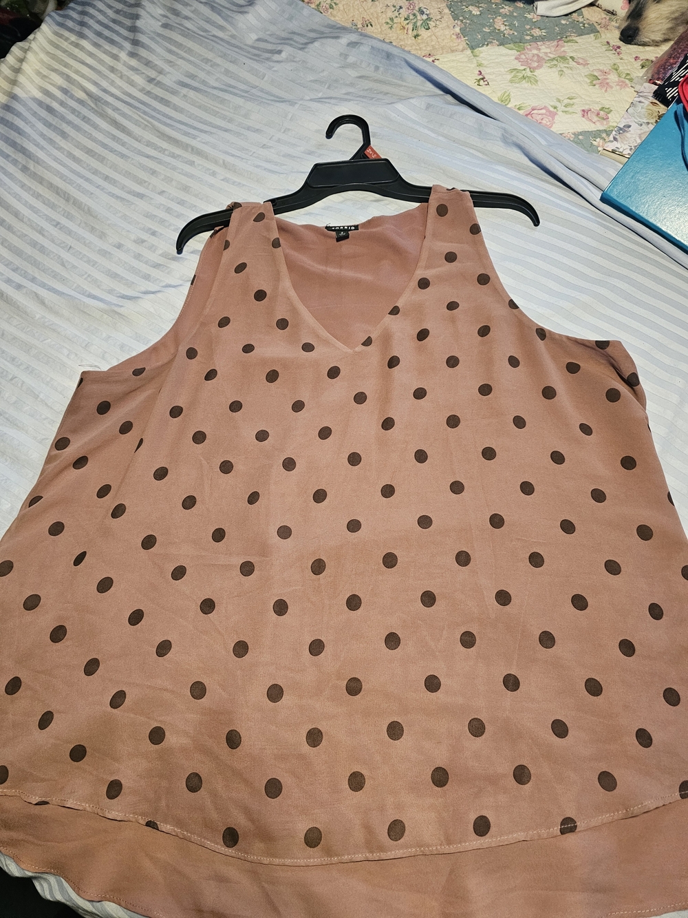 torrid Dusty Latte Polka Dot V-Neck Sleeveless Camisole